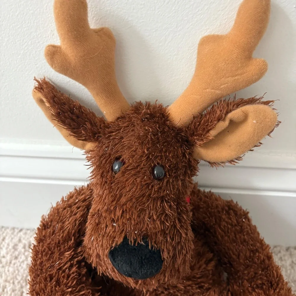 Hallmark Plush Reindeer Comet Sparkly Brown Soft Stuffed Animal‎ Red Collar
